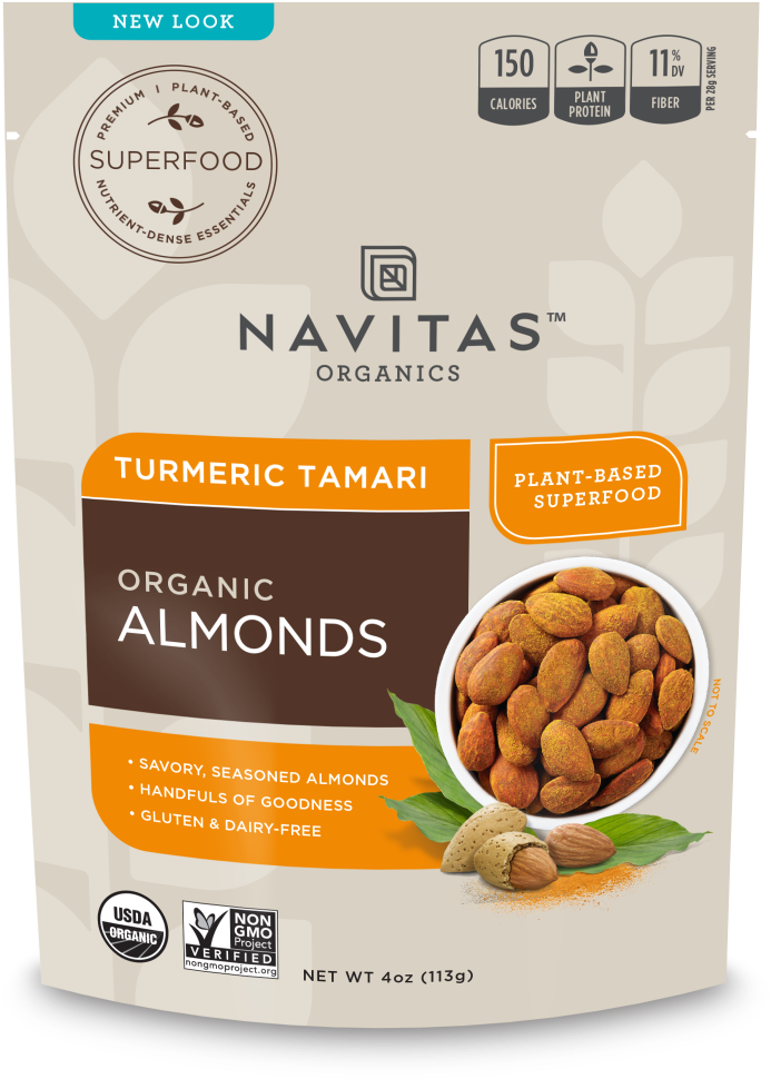 Turmeric Tamari Almonds - Navitas Organics Plant Based Superfood (1200x1200), Png Download