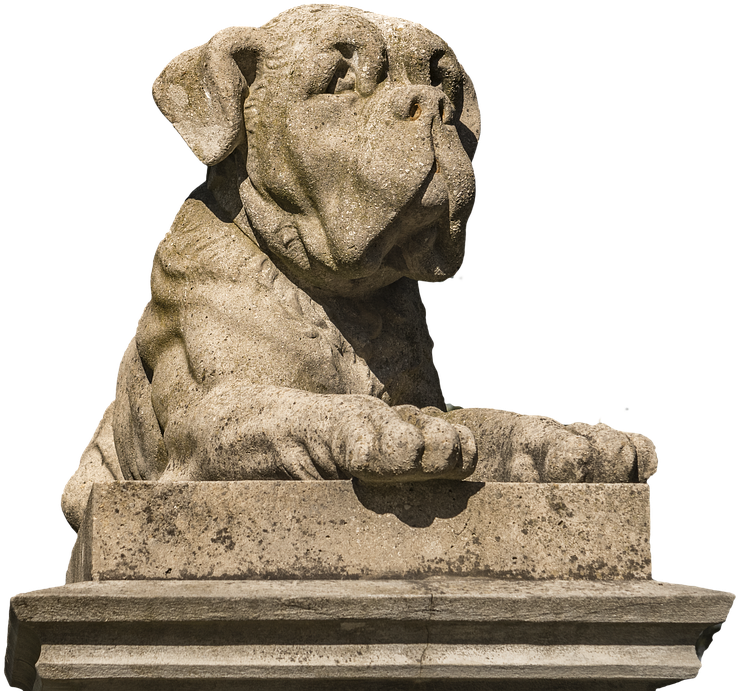 Dog, Statue, Stone, Figure, Sculpture, Bored - Statue (778x720), Png Download