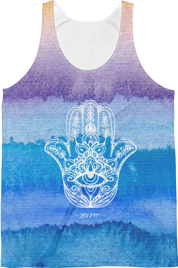 Watercolor Ombre Hamsa Detail Gypsy Shoppe - Active Tank (1000x1000), Png Download