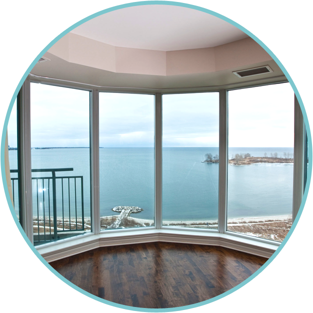 Man Installing Window Home Window View Of Beach - Window (626x626), Png Download