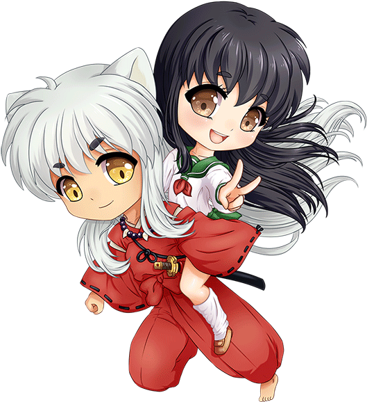 Updated 3 Apr - Chibi Inuyasha And Kagome (600x657), Png Download