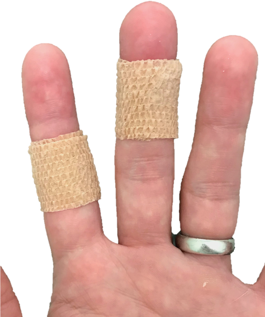 Placing Coban Tape, Or A Band-aid Around The Joint - Wood (847x1125), Png Download