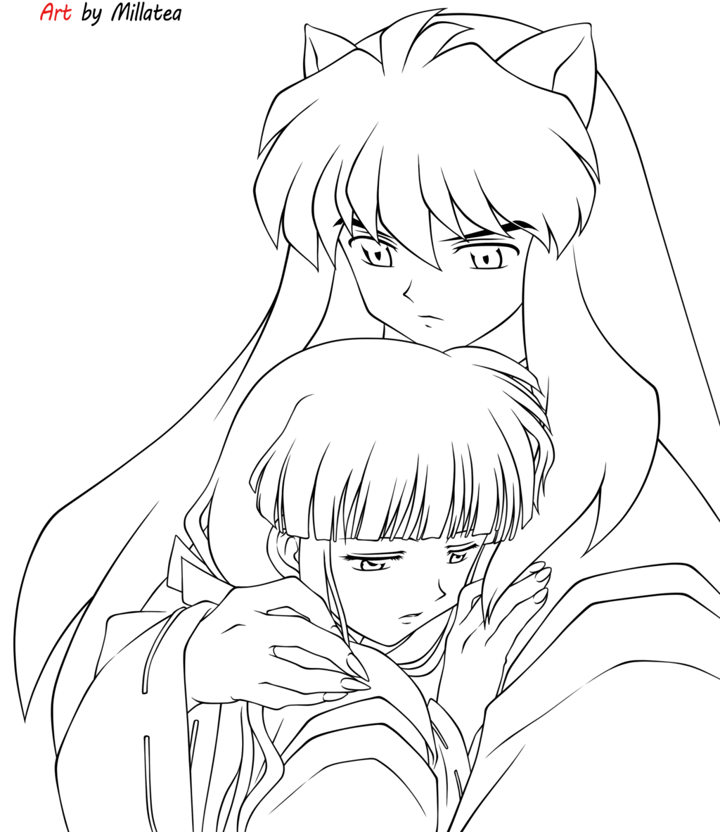 Coloring Pages Coloring Pages Inuyasha Book Inuyasha (1024x1182), Png Download
