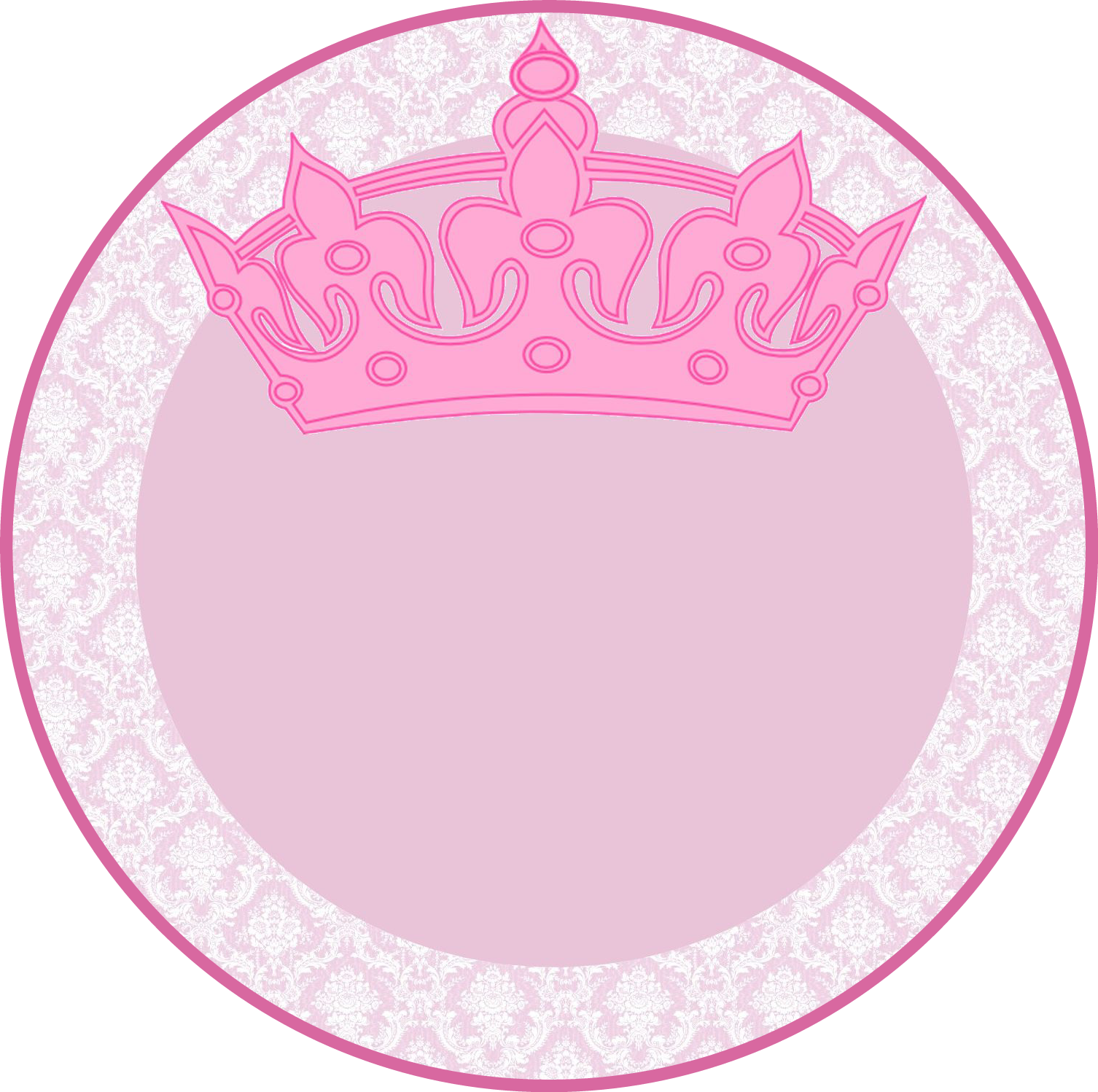 Queen Princess Pink Crown Circle Label Tag Girly Png - Circle (1506x1498), Png Download
