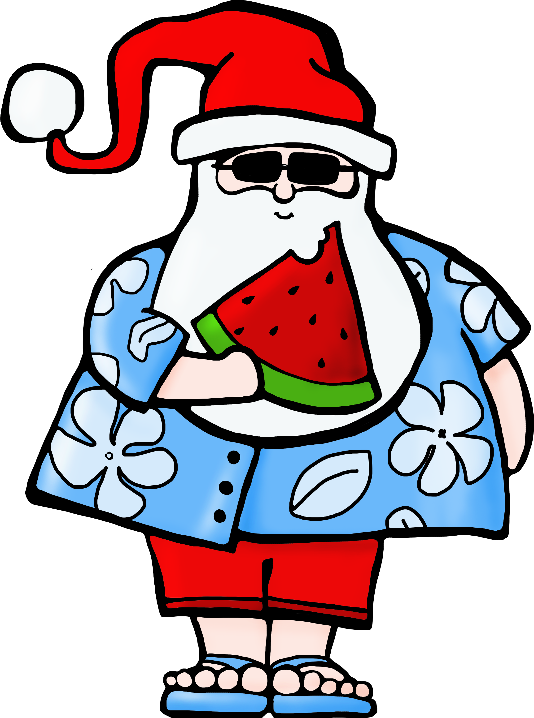 Watermelon Santa Color (2258x3039), Png Download