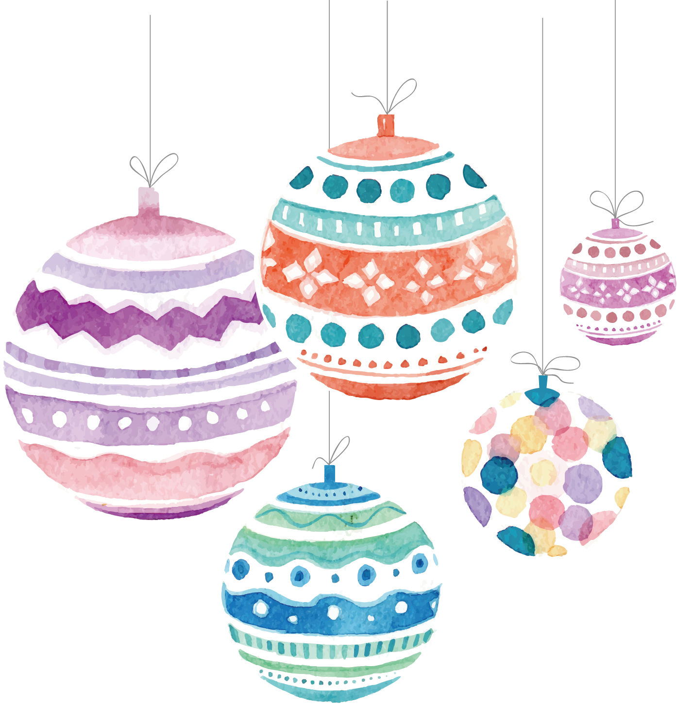 Ball Gift Claus Ornament Christmas Watercolor Santa - Dibujos De Navidad Con Acuarelas (1394x1452), Png Download