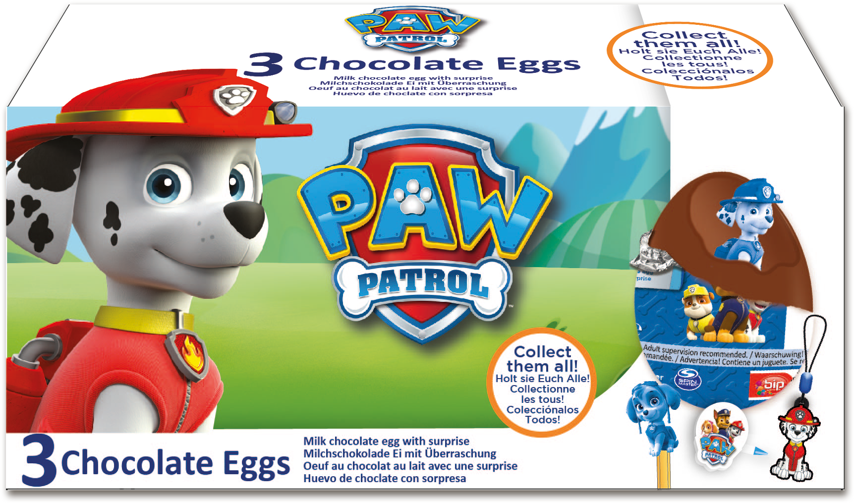 Paw Patrol Chocolate Eggs 3-pack Ds - Cartoon (1847x1187), Png Download