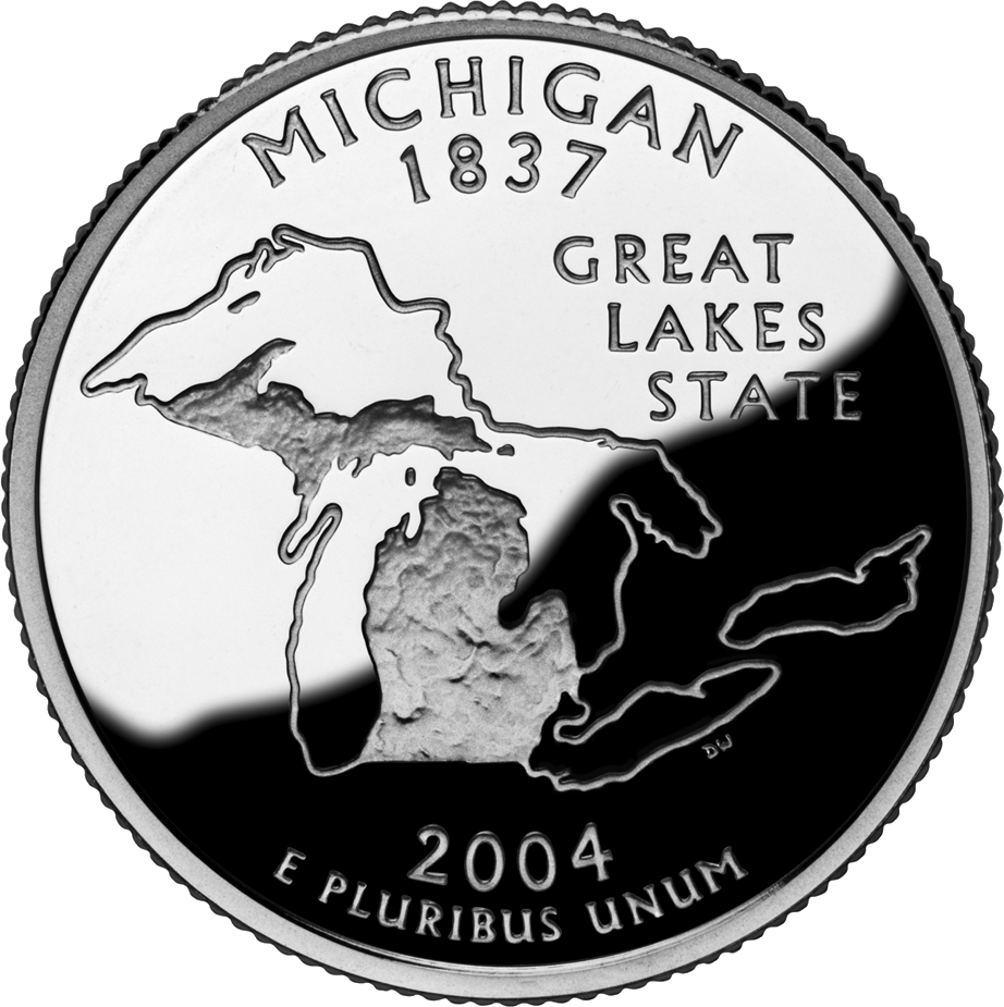 Michigan Quarter Dollar Coin - Michigan State Quarter (922x925), Png Download