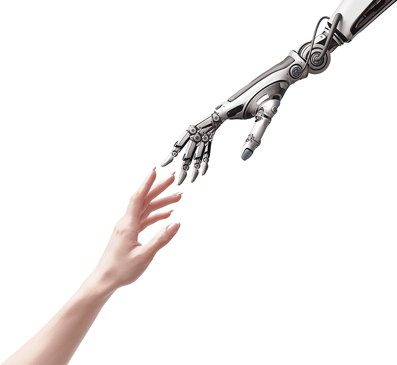 Translation App - Robot And Human Female Hands (800x736), Png Download