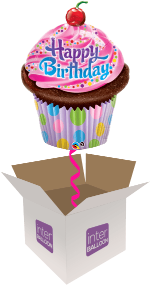 Cupcake With A Cherry On Top - Mylar Balloon Cake (568x568), Png Download