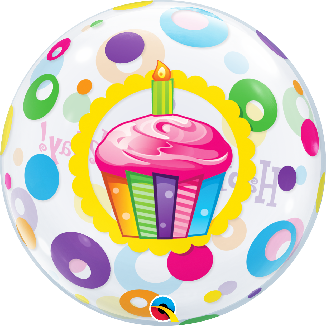 Happy Birthday Cupcake Dots Bubble Balloon 14184 1 - Bubble Cup Cake Balloon (1236x1236), Png Download