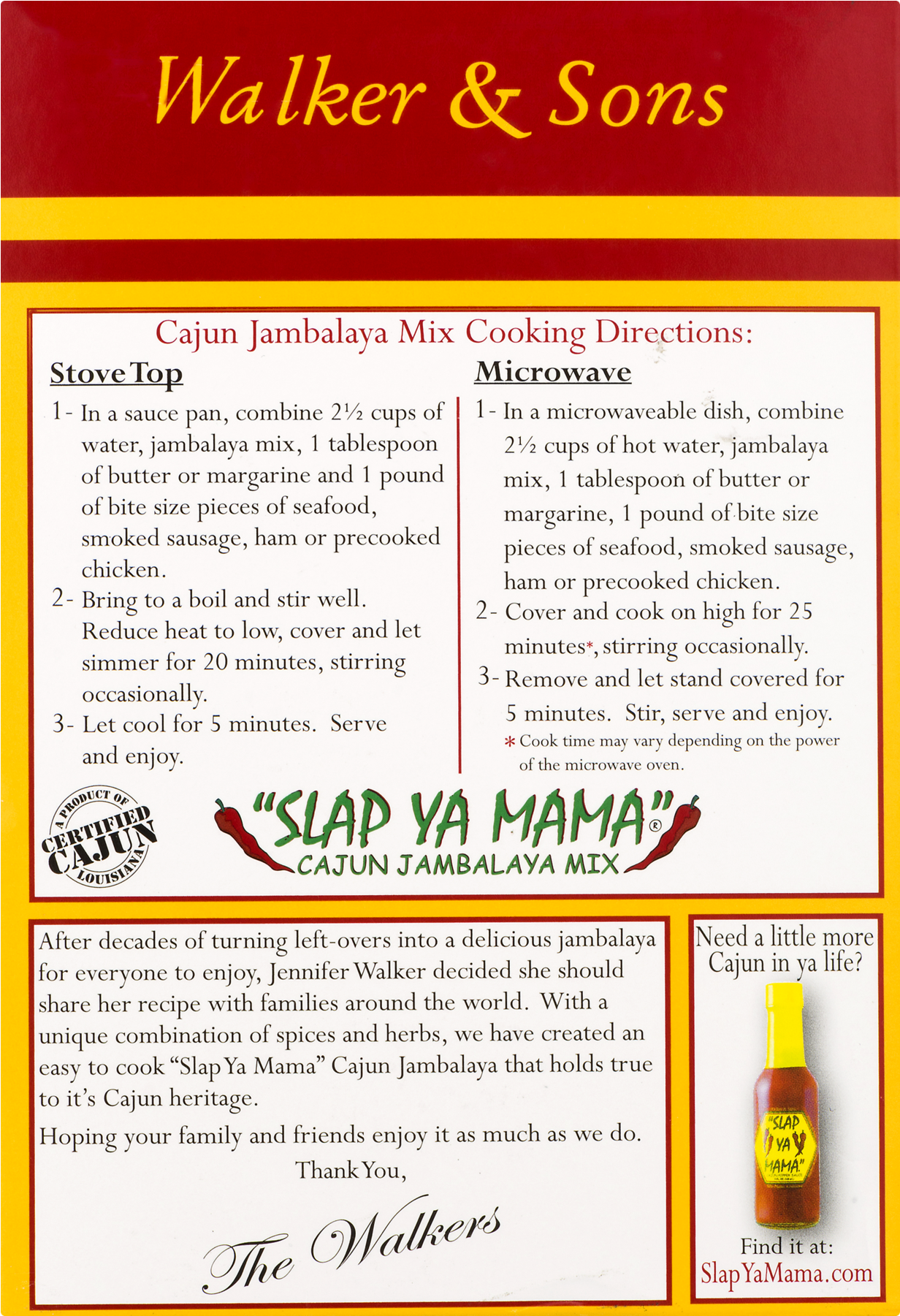 Walker & Sons Slap Ya Mama Cajun Jambalaya Mix, 8 Oz - Slap Ya Mama (1800x1800), Png Download