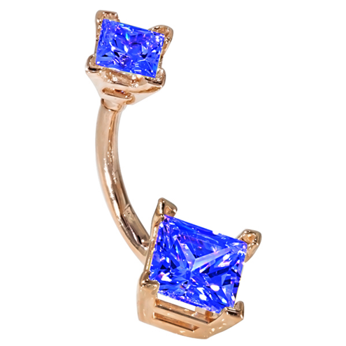 14k Rose Gold Princess Gem Belly Rings - Diamond (600x600), Png Download