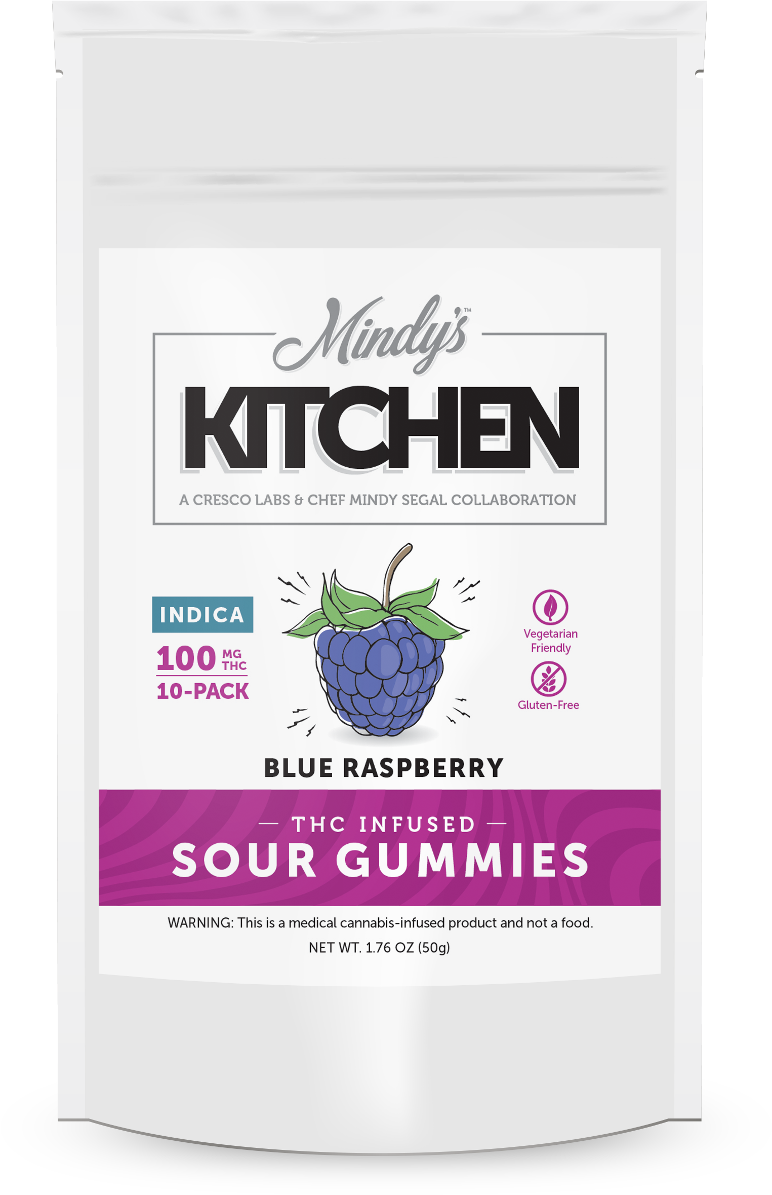 Cresco Gummy Sour Blue Raspberry 100mg 10pk - Grape (1800x2700), Png Download