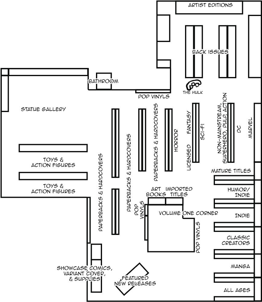 Austin Books & Comics - Floor Plan (1000x1084), Png Download