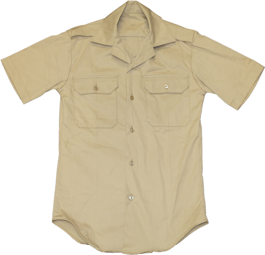 Us Army Button Down Poly/cotton Shirt, Tan 445 - Short Sleeve Yellow Button Down (873x1000), Png Download