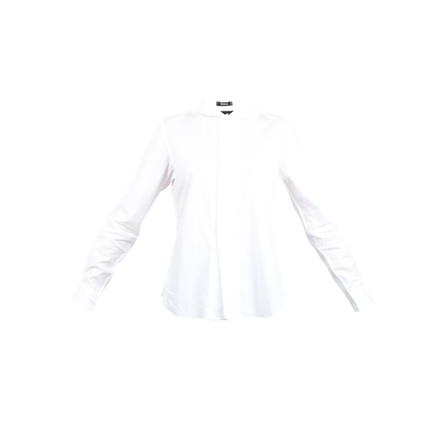 Comme Des Garcons White Shirt With Concealed Snap Buttons - Long-sleeved T-shirt (620x620), Png Download