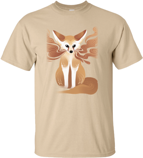 Fennec Fox Guardian T-shirt - Light Blue Plain Shirt (550x689), Png Download