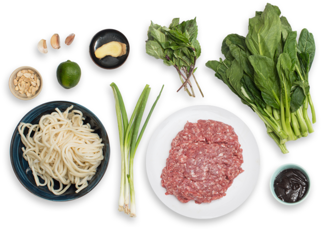 Stir-fried Beef & Udon Noodles With Gai Lan & Thai - Beef Gai Lan (700x477), Png Download