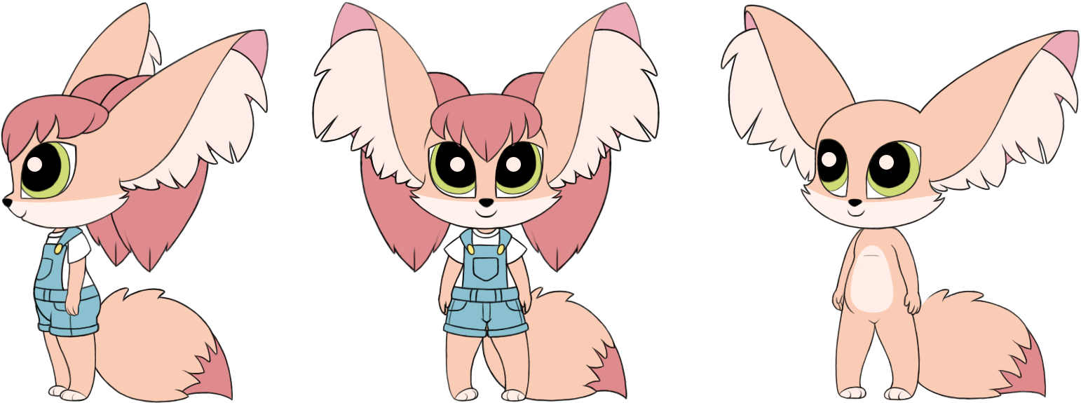 Work In Progress Fennec Fox Character - Cartoon (1602x800), Png Download