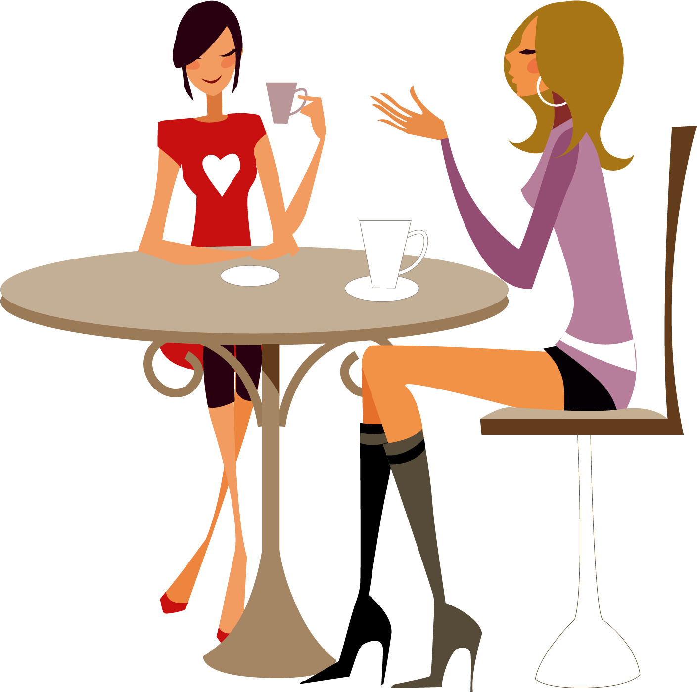 Vector Free Stock Coffee Cafe Drink Illustration - Girls Coffee Cartoon (1433x1475), Png Download