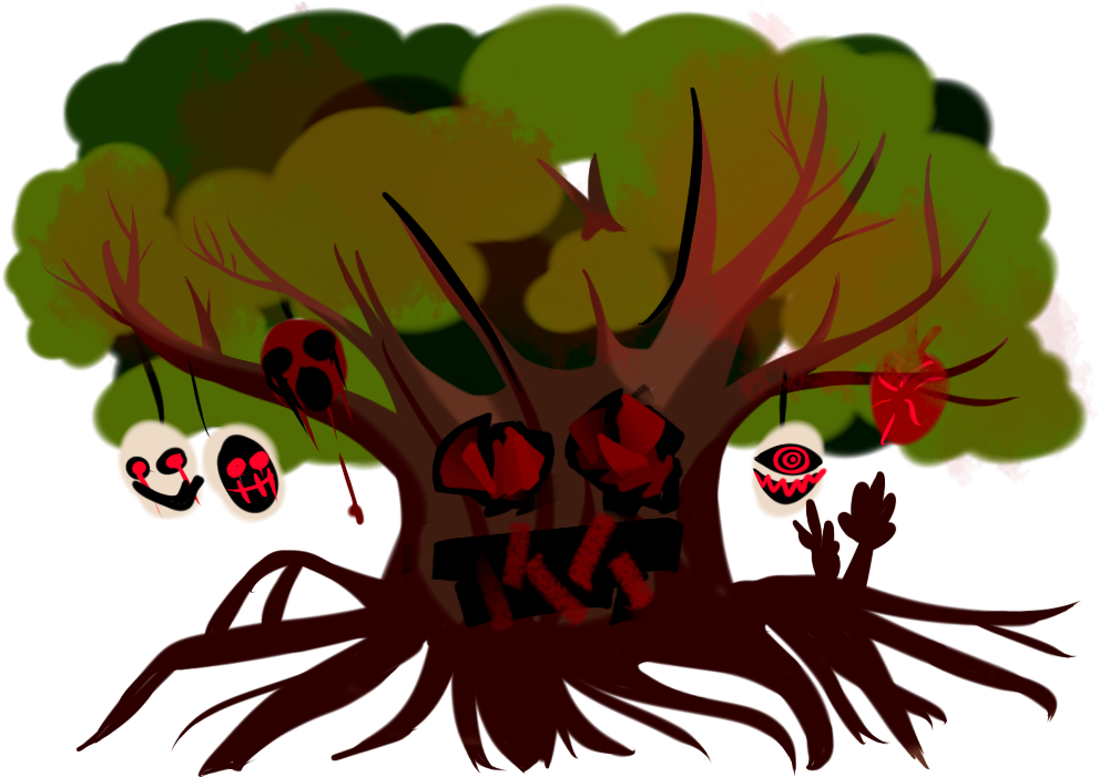 One Creepy Tree And One Piece Of Background (1000x700), Png Download