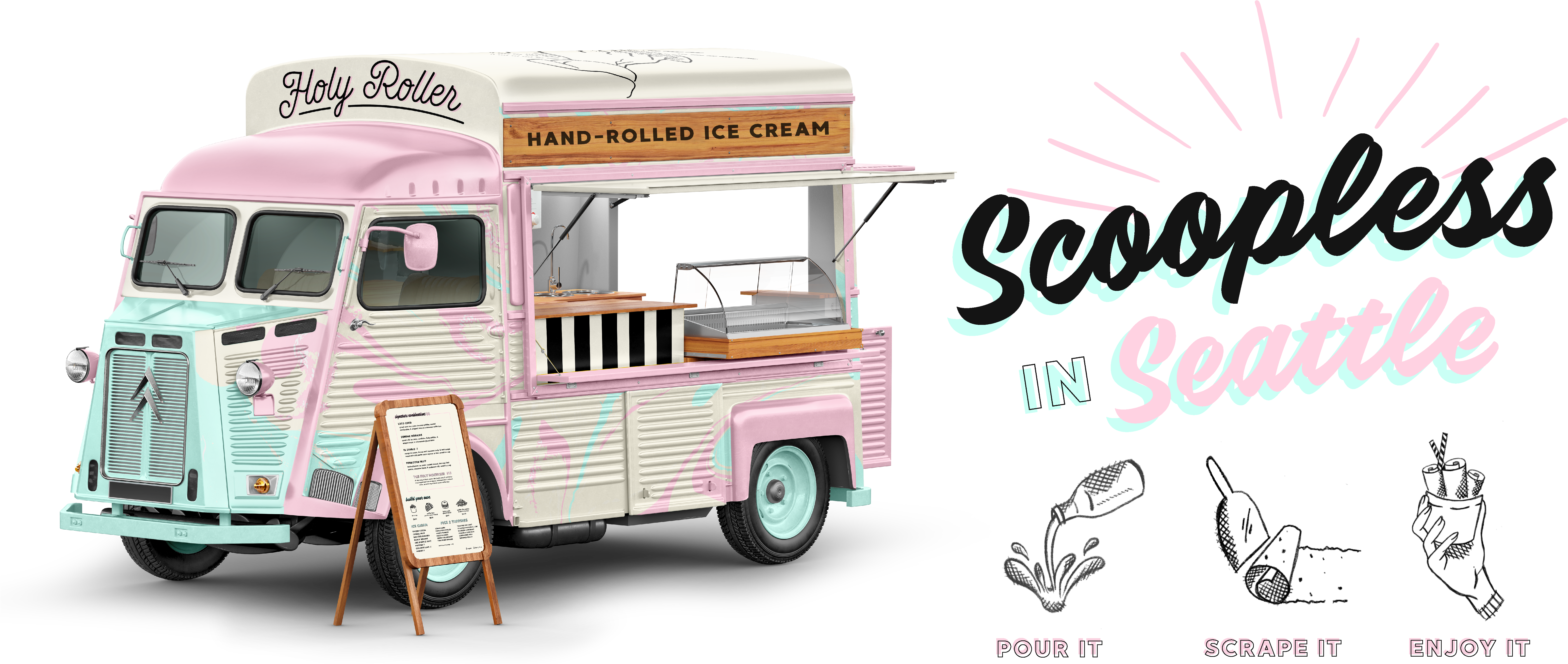 Scoopless In Seattle - Food Truck (6668x3334), Png Download