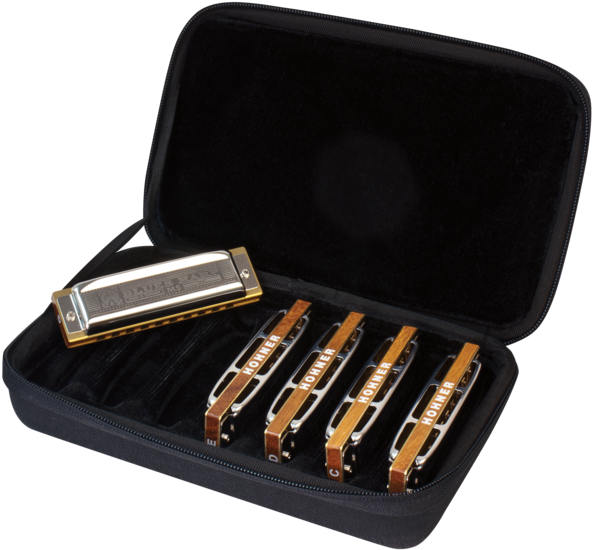 Hohner Blues Harp Harmonica Bundle Includes C-7 Case - Hohner Blues Harp Ms Set (620x577), Png Download