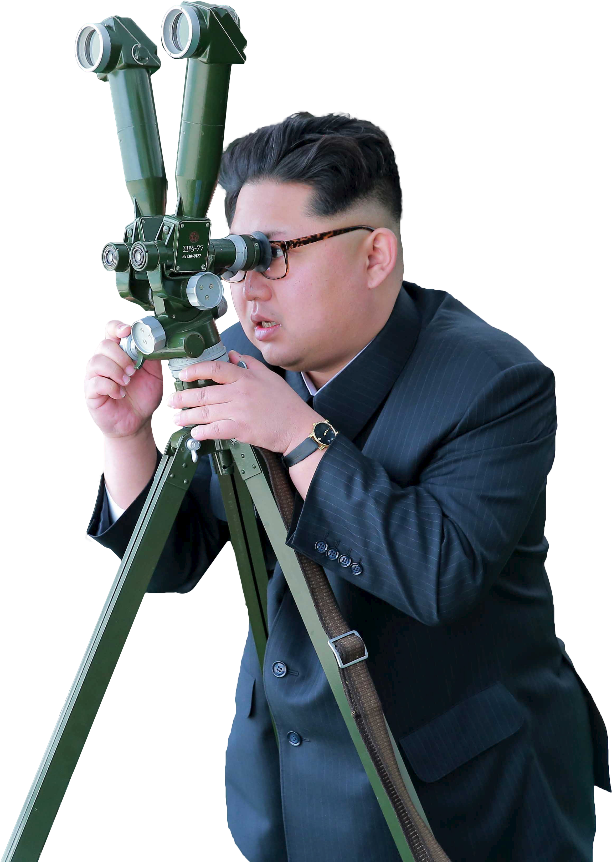 Kim Jong-un Looking Through Scope - Cant See My Penis (2556x3457), Png Download