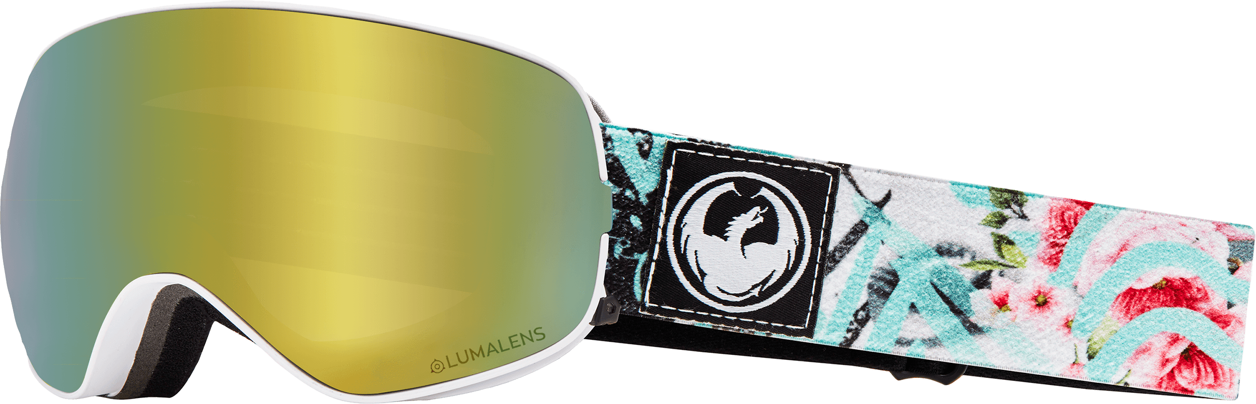 Flaunt With Lumalens Gold Ionized Dark Smoke Lens - Dragon Snow Goggles (2500x805), Png Download