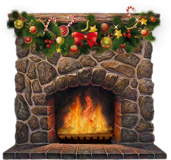 Cheminée De Noël Png, Tube - Stone Fireplace Clipart (600x560), Png Download