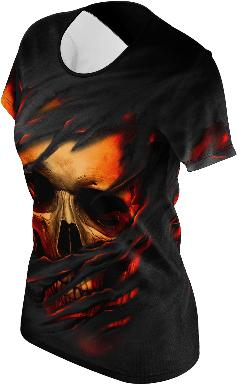 Ripped Face Skull Women's T-shirt - Blouse (1600x1600), Png Download