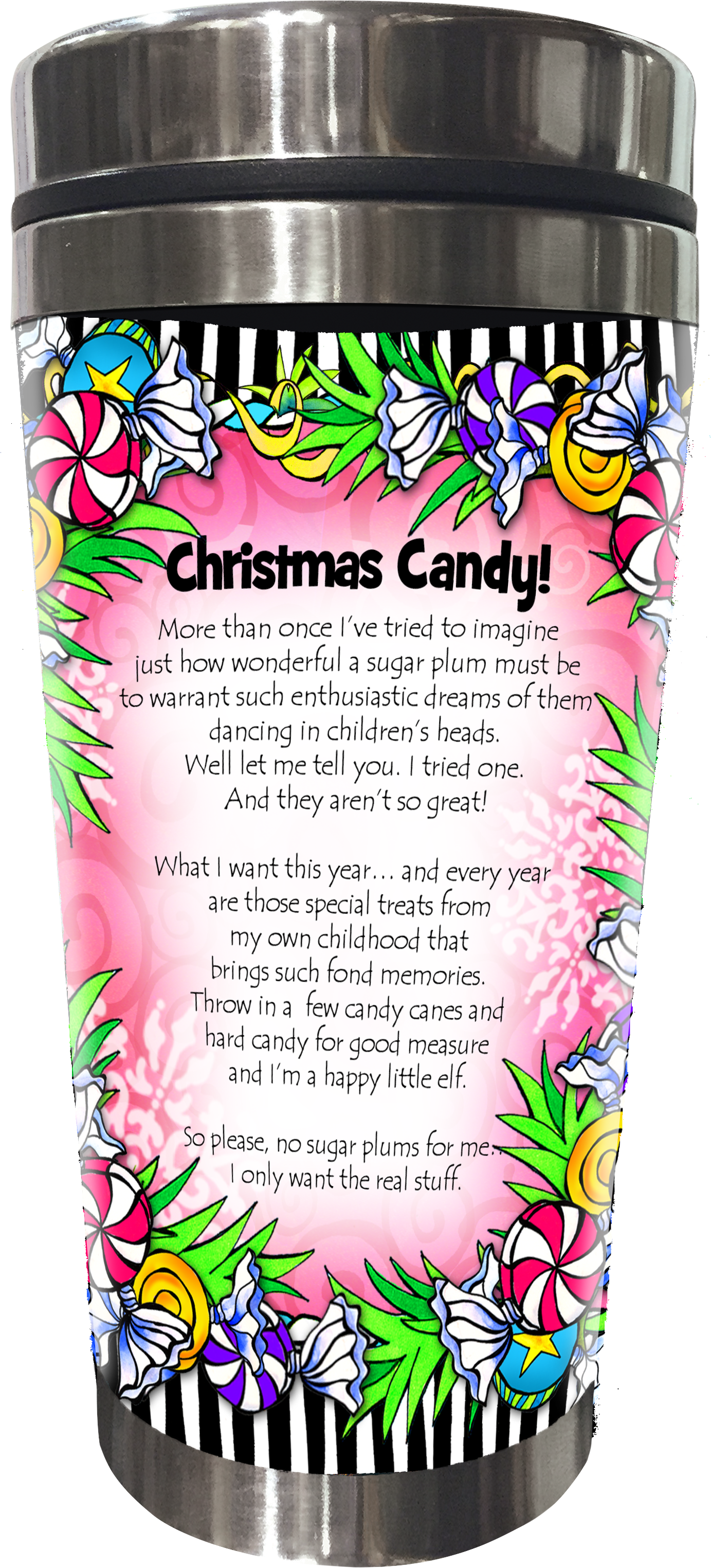 I Want Real Christmas Candy Stainless Steel Tumbler - Cosmetics (1554x3182), Png Download
