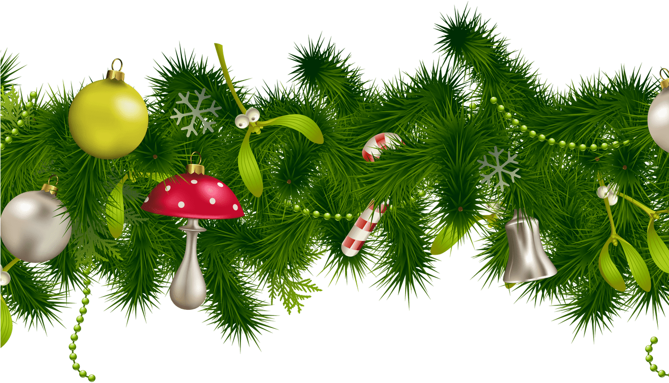 19 Christmas Holly Garland Clip Library Stock Huge - Green Christmas Decorations Png (1368x855), Png Download