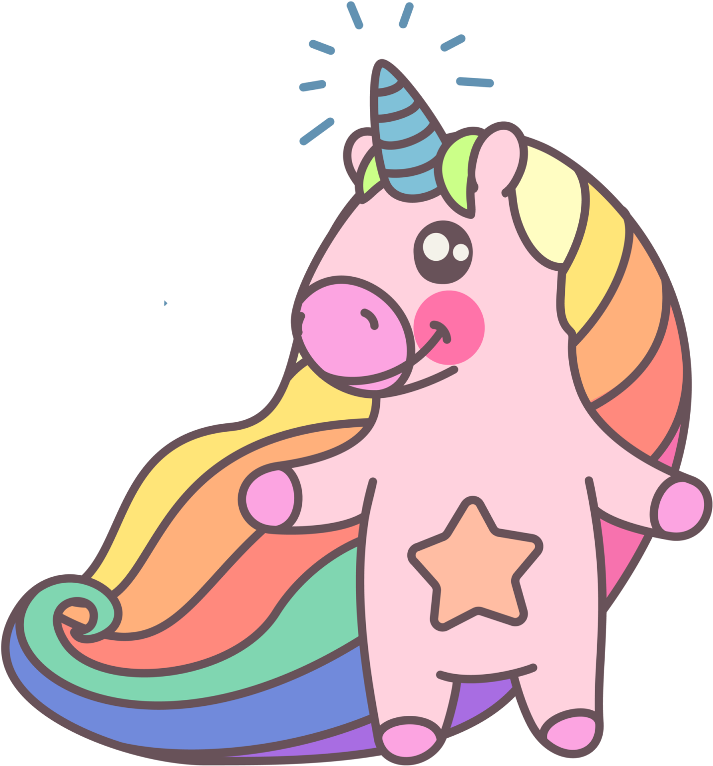 Cute Rainbow Unicorn - Cute Unicorn Outline (2000x2000), Png Download