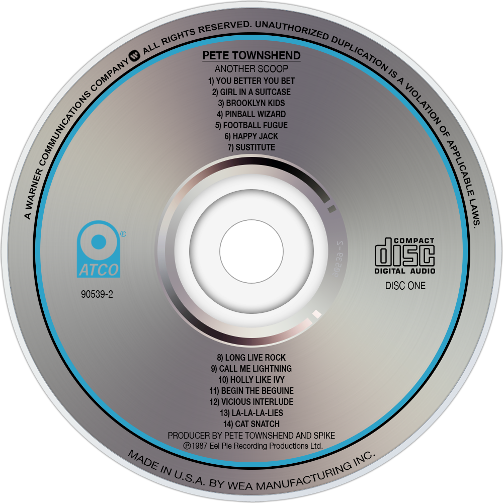 Pete Townshend Another Scoop Cd Disc Image - Acdc Be There The Rock Cd (1000x1000), Png Download