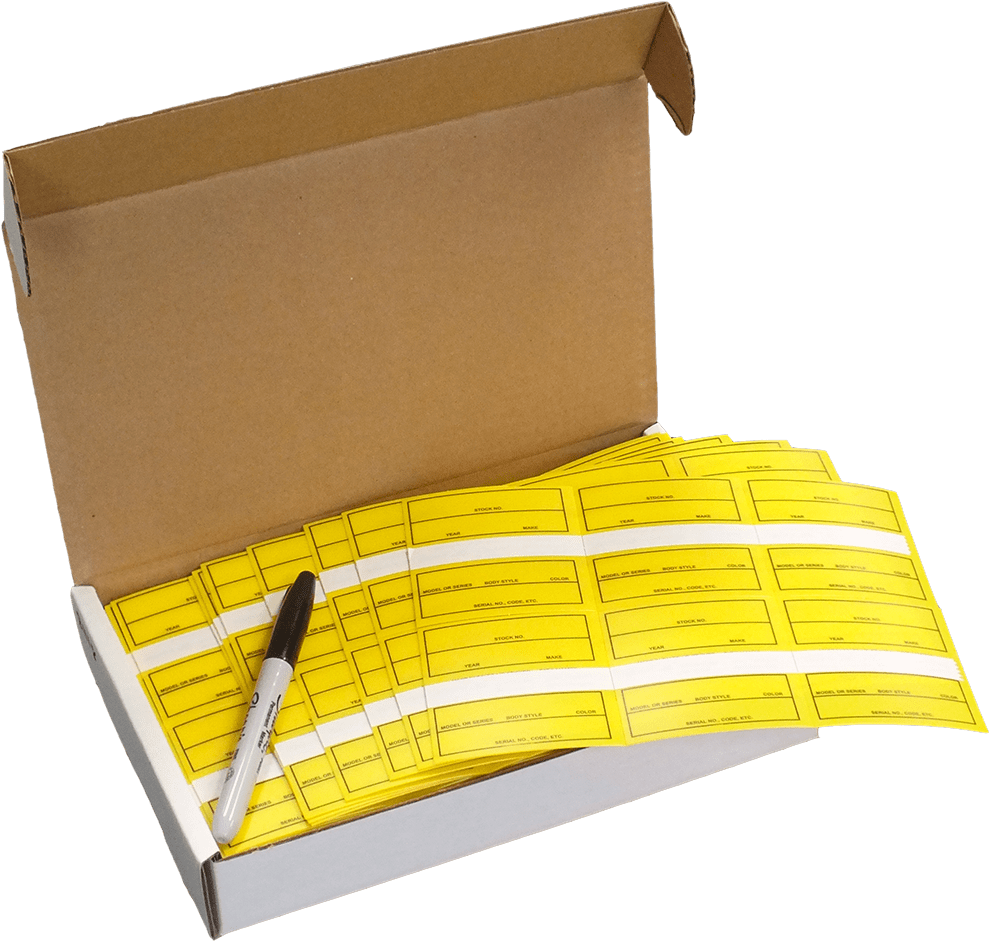 Yellow Square Stock Tags With Sharpie Pens - Wood (1000x1000), Png Download