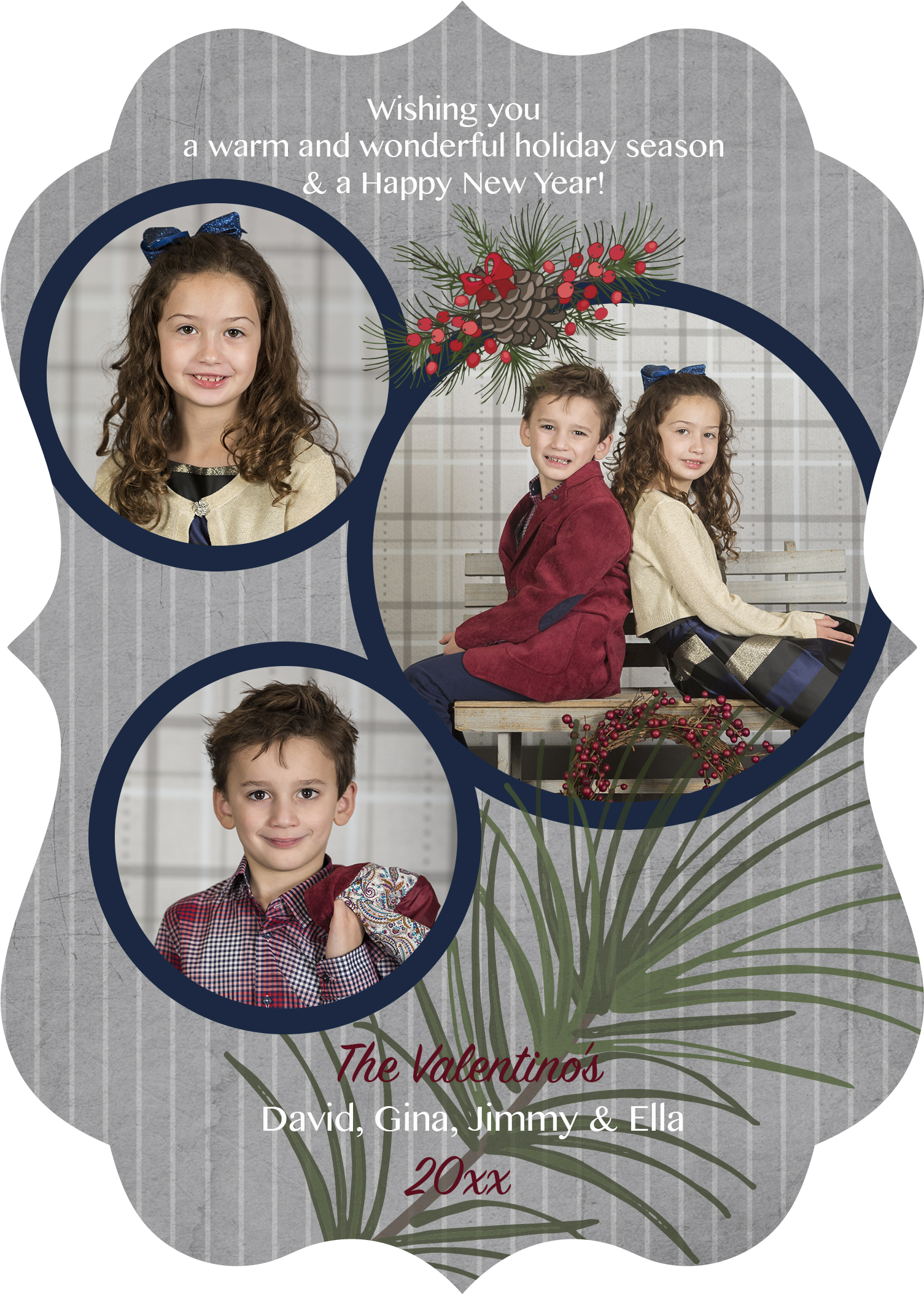 Sueded Garland Holiday Greeting Card - Christmas Decoration (1575x2175), Png Download