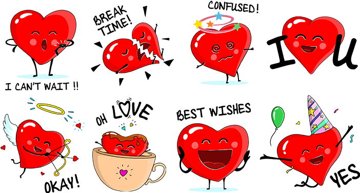 Cute Hearts Is One Of The Most Popular Sticker Packages (731x421), Png Download