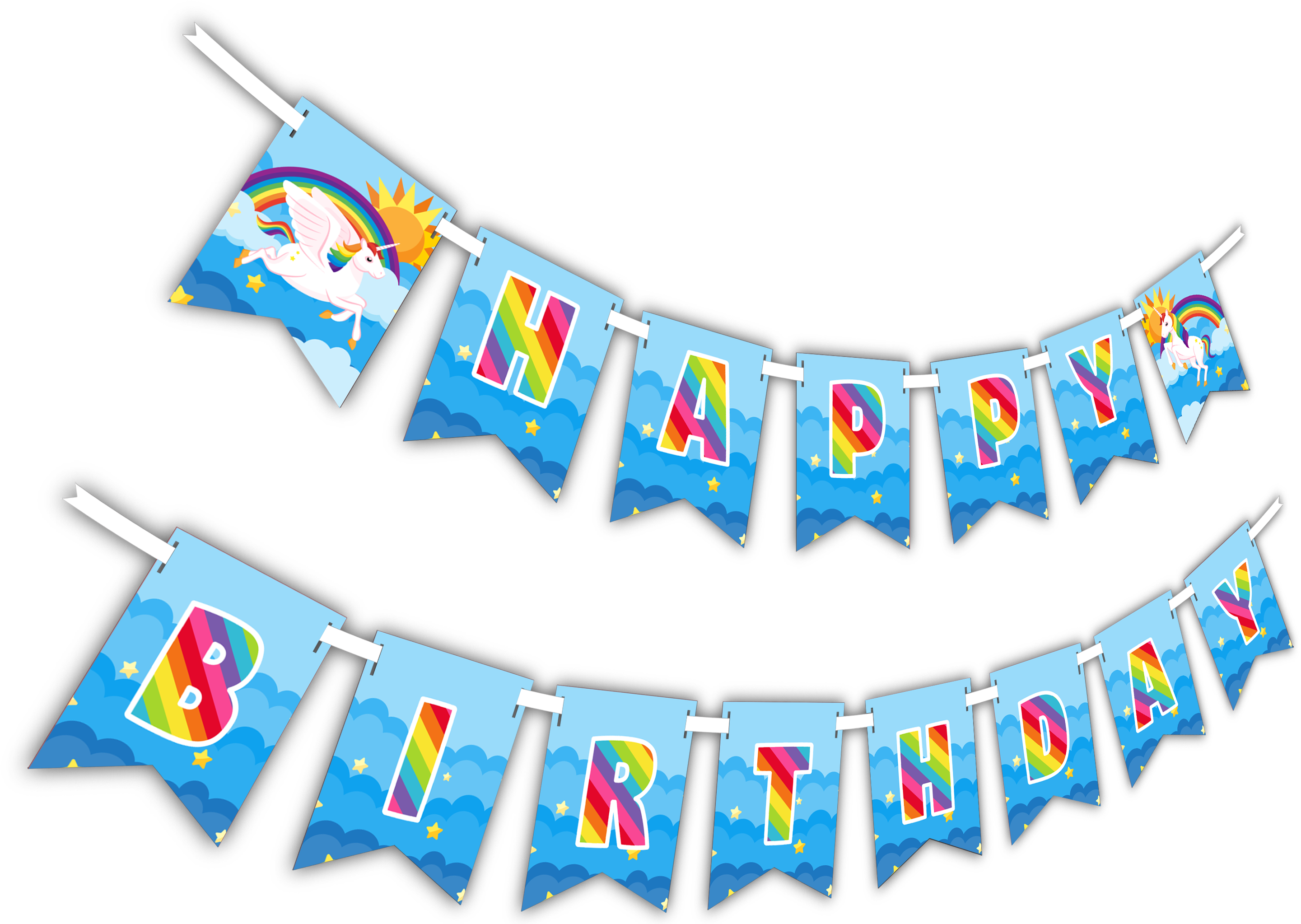 Download Rainbow Unicorn Happy Birthday Party Banner Birthday Png Image With No Background Pngkey Com