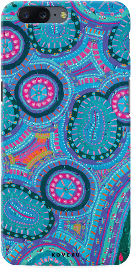 Blue Painted Circles Cover Case For Oneplus - Mobile Phone Case (1024x1024), Png Download