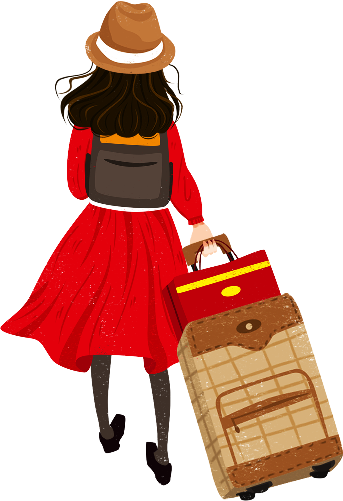 Luggage Girl Home Spring Festival Png And Psd - Suitcase (2000x2000), Png Download