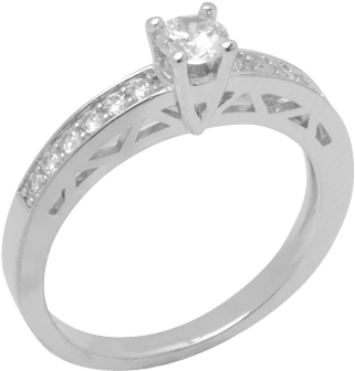 14k White Gold Diamond Ring D2056 - Engagement Ring (800x800), Png Download