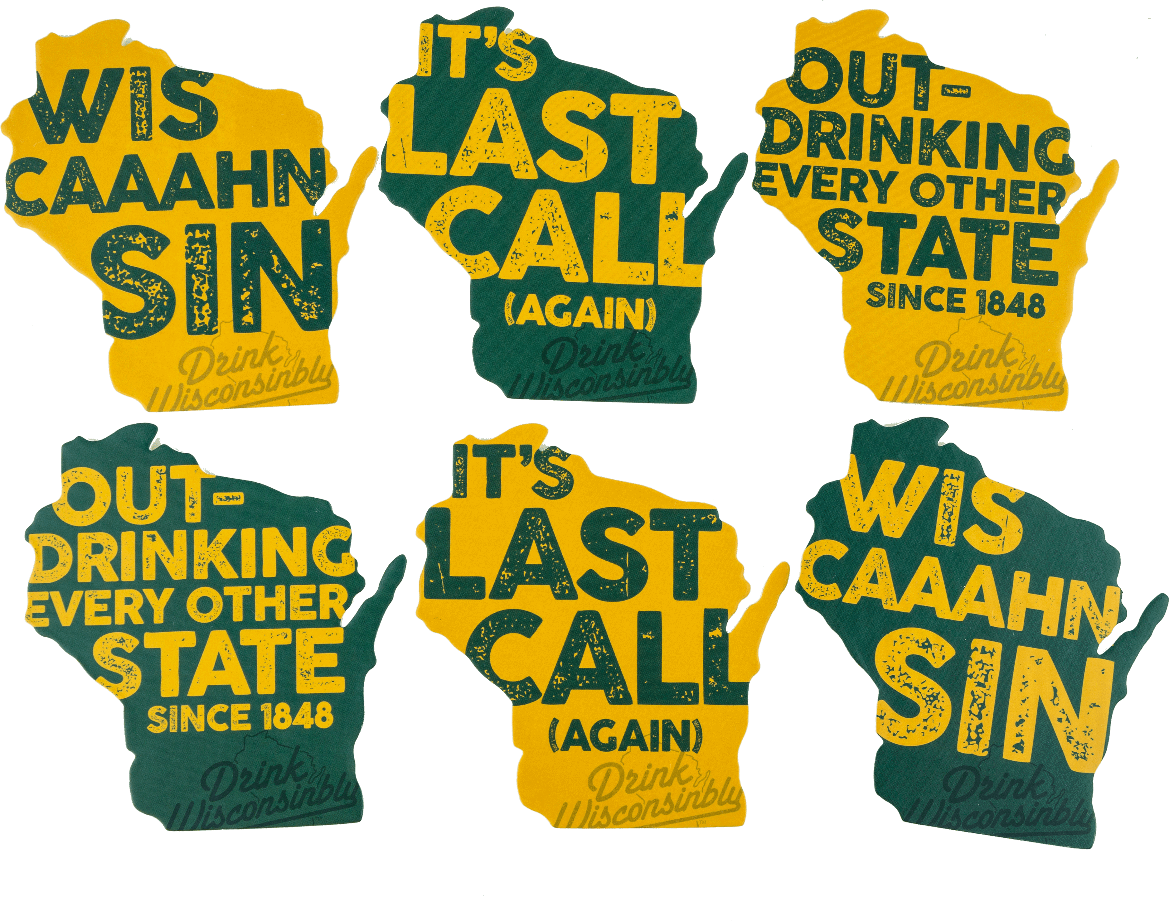 Drink Wisconsinbly "wisconsin Shaped" Assorted Coasters (3986x3986), Png Download