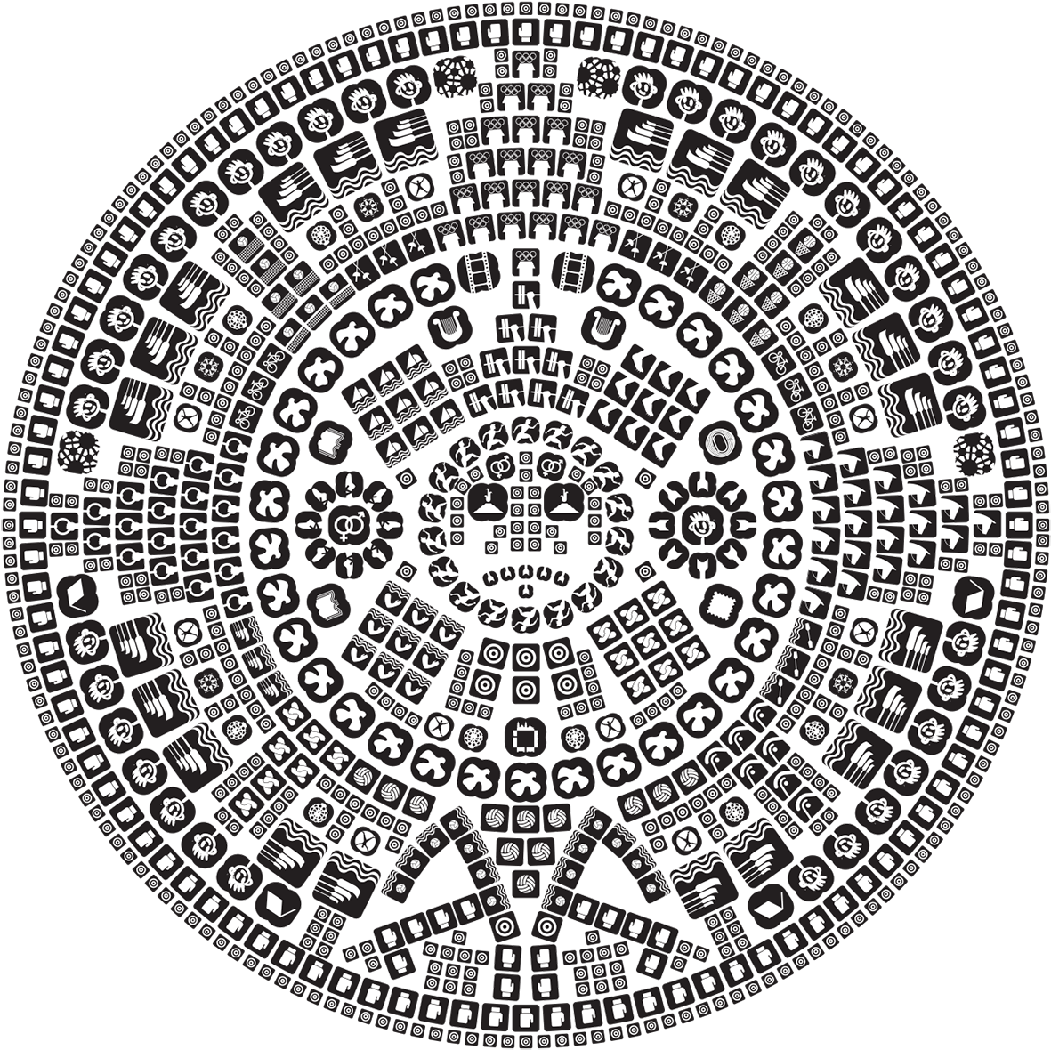Aztec Carving Wyman Sumbolaztecsundial - Aztec Symbol Transparent Background (1200x1196), Png Download