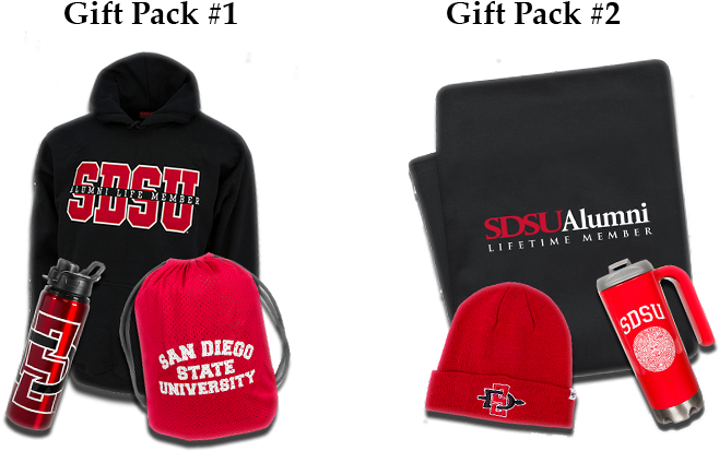 Sdsu Alumni Lifetime Member Gift Packs - Hoodie (800x450), Png Download