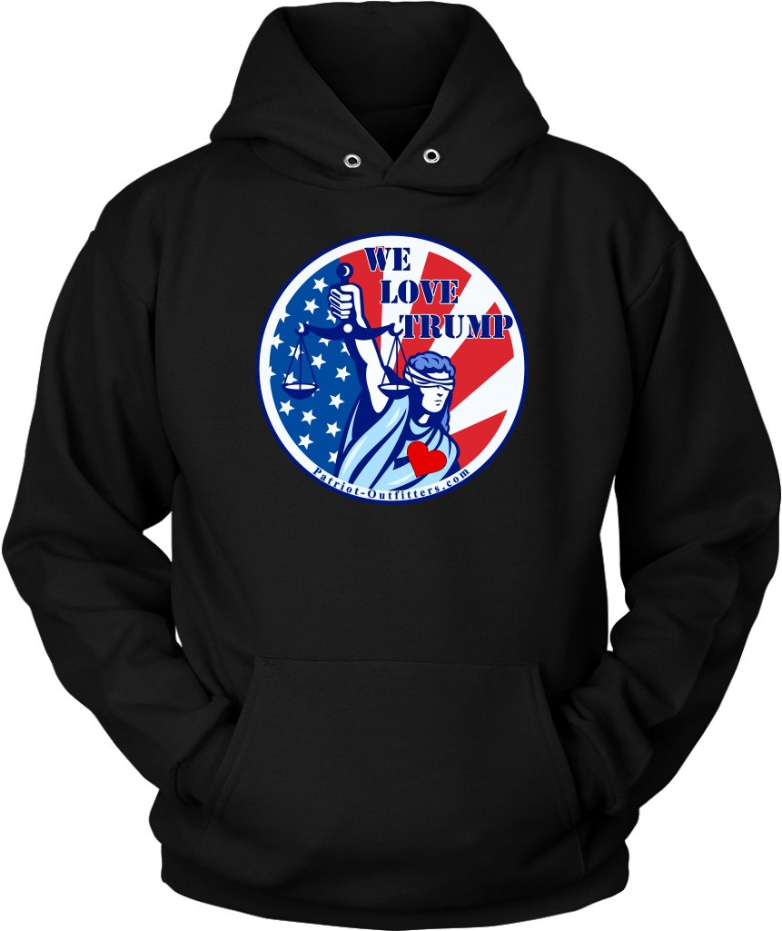 Lady Justice Flag We Love Trump On Front Of Unisex - Lady Justice (1024x1024), Png Download