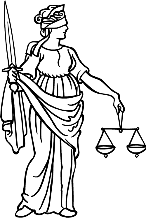 Restitution And Compensation For The Property Confiscated - Lady Justice Line Art (500x748), Png Download