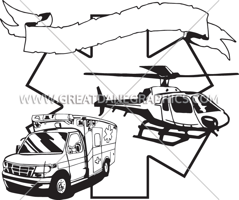 Star Of Life Black And White Clipart - Ems Helicopter Clipart (825x689), Png Download