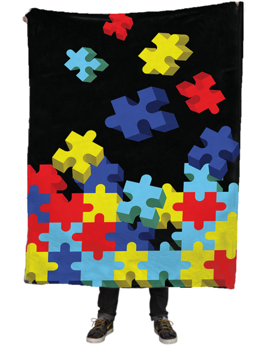 Flying Autism Puzzle Pieces Fleece Blanket - Couverture De Loup (740x740), Png Download
